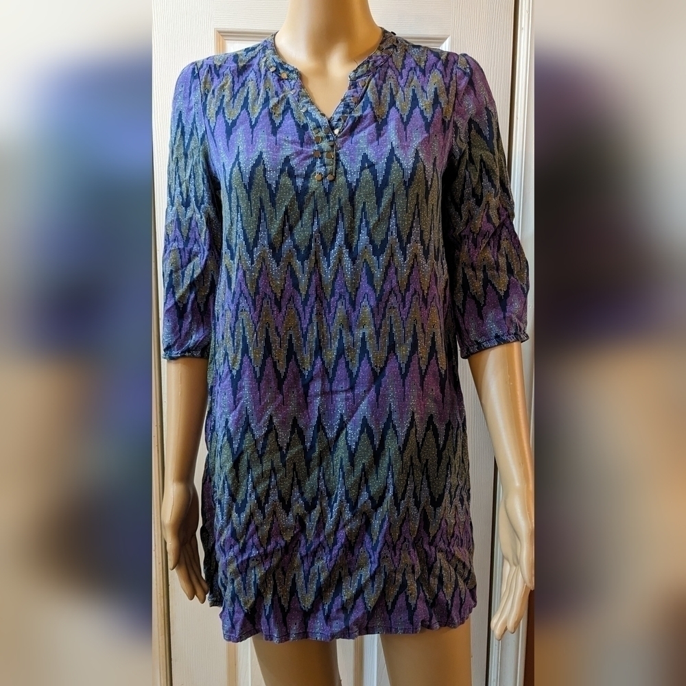 Pre-owned red camel girls extra large 3/4 sleeve shirt zigzag design, T3W